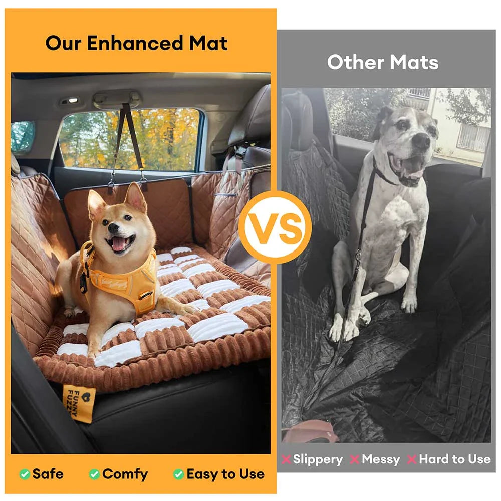 Premium Faux Leather Water-repellent Hammock Dog Car Seat Cover With Mat