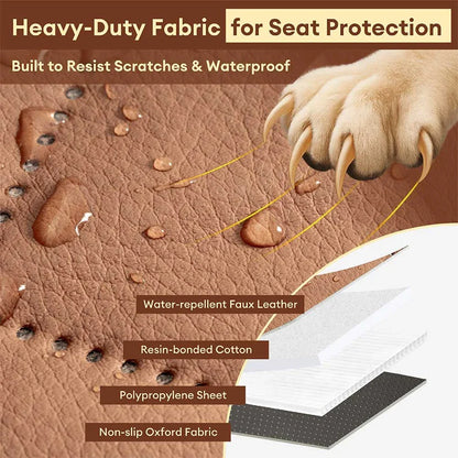 Premium Faux Leather Water-repellent Hammock Dog Car Seat Cover - RideProtector