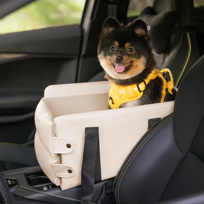 Portable Travel Faux Leather Waterproof Center Console Pet Car Seat