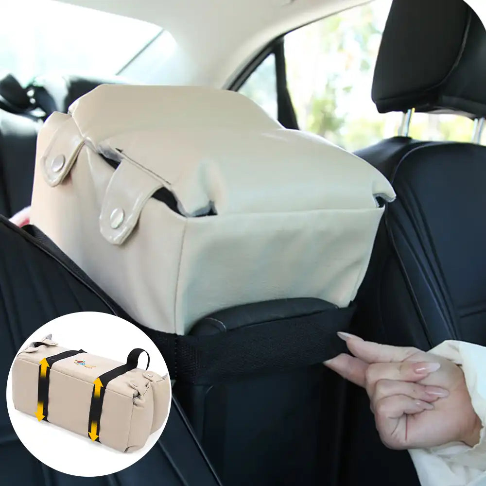 Portable Travel Faux Leather Waterproof Center Console Pet Car Seat